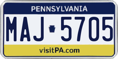 PA license plate MAJ5705