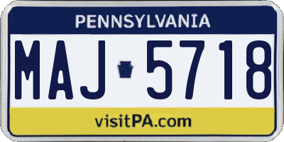 PA license plate MAJ5718