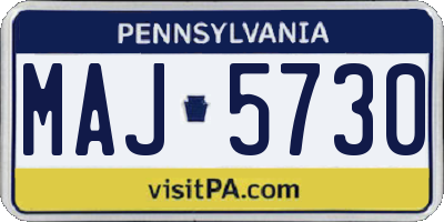 PA license plate MAJ5730