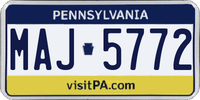 PA license plate MAJ5772