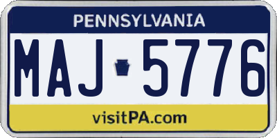 PA license plate MAJ5776