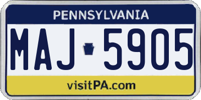 PA license plate MAJ5905