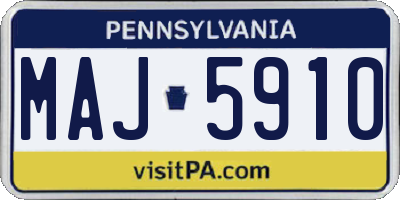 PA license plate MAJ5910