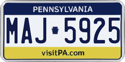 PA license plate MAJ5925
