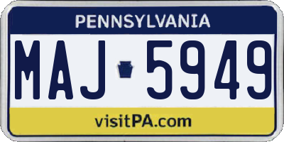 PA license plate MAJ5949