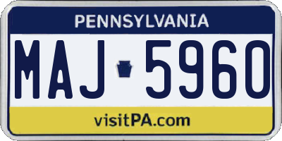 PA license plate MAJ5960