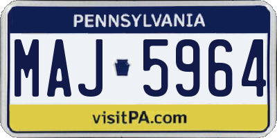 PA license plate MAJ5964