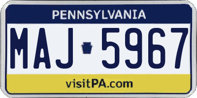 PA license plate MAJ5967