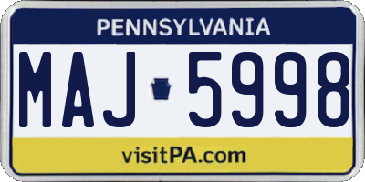 PA license plate MAJ5998
