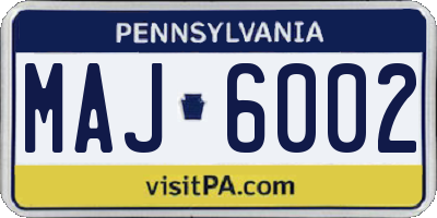 PA license plate MAJ6002