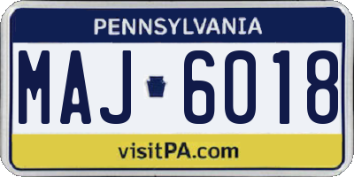 PA license plate MAJ6018