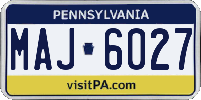 PA license plate MAJ6027