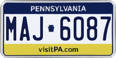 PA license plate MAJ6087