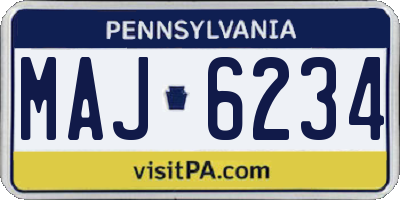 PA license plate MAJ6234