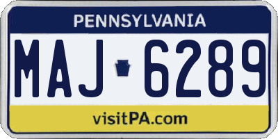 PA license plate MAJ6289
