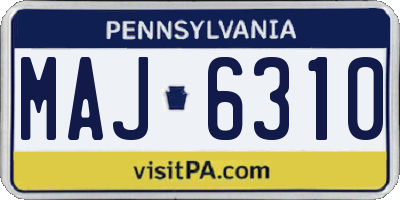 PA license plate MAJ6310