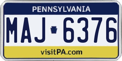 PA license plate MAJ6376