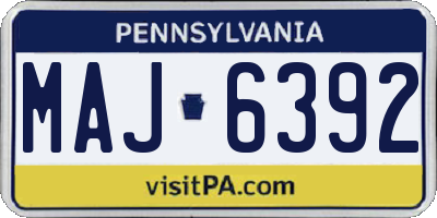PA license plate MAJ6392