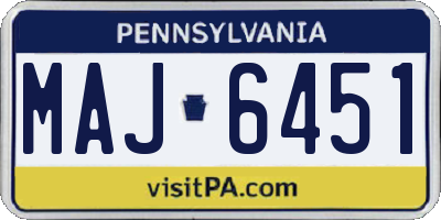 PA license plate MAJ6451