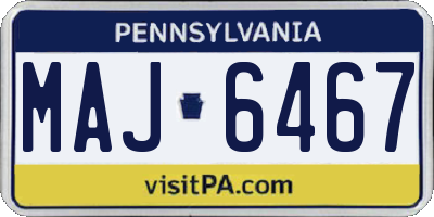 PA license plate MAJ6467