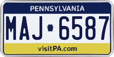 PA license plate MAJ6587
