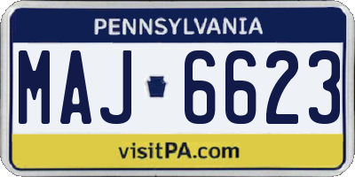 PA license plate MAJ6623