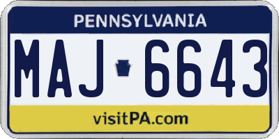 PA license plate MAJ6643
