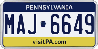 PA license plate MAJ6649