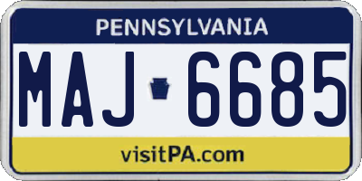 PA license plate MAJ6685
