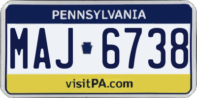 PA license plate MAJ6738