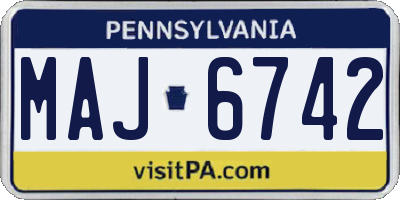 PA license plate MAJ6742