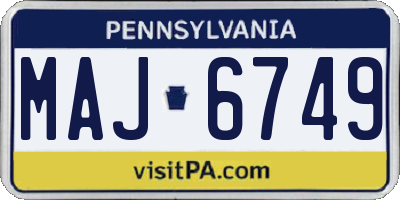 PA license plate MAJ6749