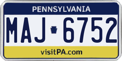 PA license plate MAJ6752