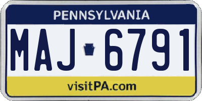 PA license plate MAJ6791