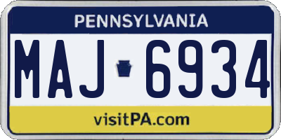 PA license plate MAJ6934