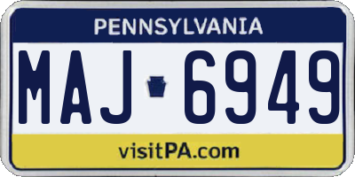 PA license plate MAJ6949