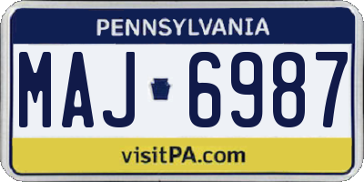 PA license plate MAJ6987