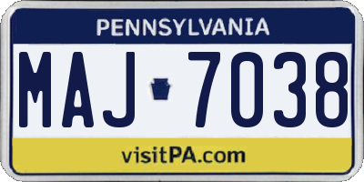 PA license plate MAJ7038