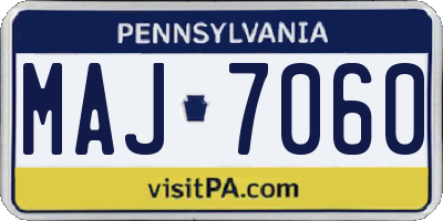 PA license plate MAJ7060