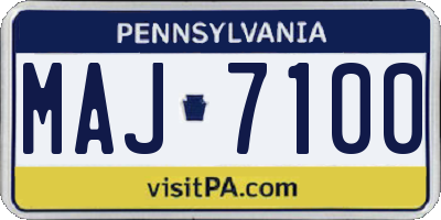 PA license plate MAJ7100