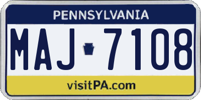 PA license plate MAJ7108