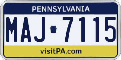PA license plate MAJ7115