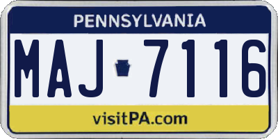 PA license plate MAJ7116
