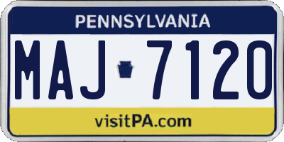 PA license plate MAJ7120