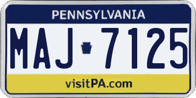 PA license plate MAJ7125
