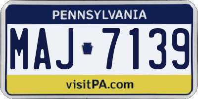 PA license plate MAJ7139