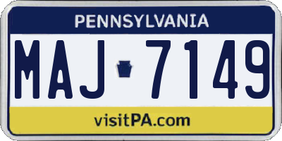 PA license plate MAJ7149
