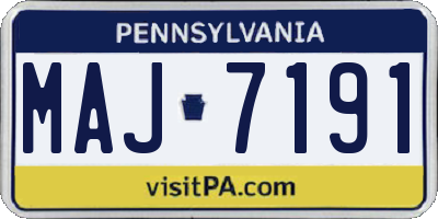PA license plate MAJ7191