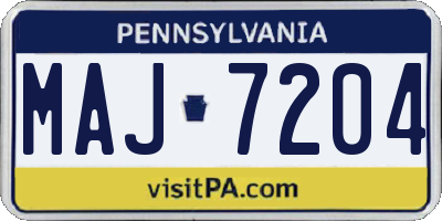 PA license plate MAJ7204
