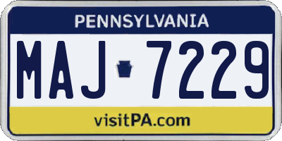 PA license plate MAJ7229